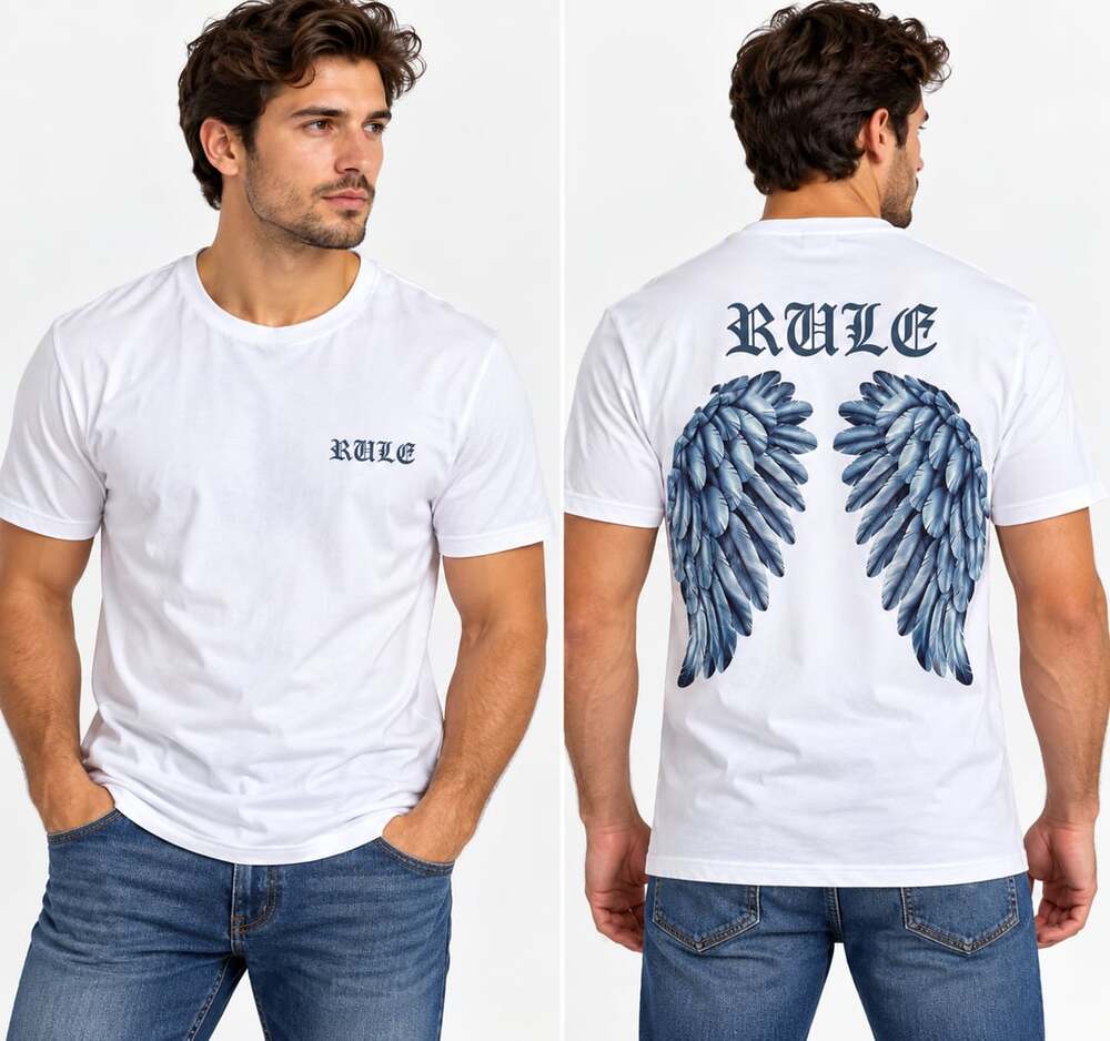 Rule T-Shirt Size S White Wings Graphic Tee